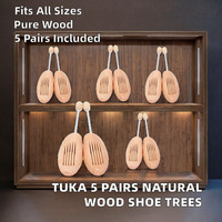5 paires d'étireurs de chaussures unisexes en bois naturel, à ressort spiralé, taille réglable, taille 41-42