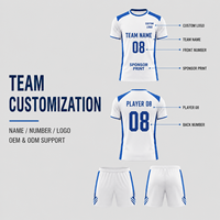 Seragam Sepak Bola Pria Warna Blok Kustom, Jersey & Celana Pendek Cepat Kering OEM ODM Pasokan Grosir Tim