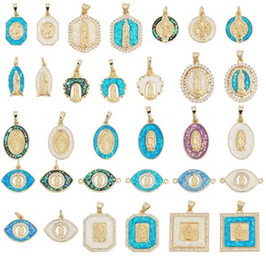 Octagon Cut Copper Plated Pendant 18k Gold Finish 24x18mm For Necklace Making Jewelry Findings - Product Image 5