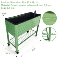 Bac à légumes auto-drainant sur roulettes 90x40x81cm en acier galvanisé avec étagère