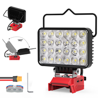 Adaptor Roda Daya 72W dengan Lampu Kerja LED Tanpa Kabel, Lampu Camping Outdoor dengan Pegangan, Lampu Portabel dengan Pengisian Daya USB Tipe C