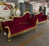 Canapé 3 places ZKAI, prix d'usine, blanc et or royal, pour événements de mariage, chaise trône pour les mariés