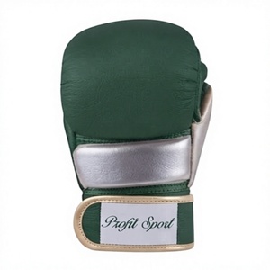 Profit Sport Green Leather Boxing Training Gloves Full Finger <b>Velcro</b> Closure Adult - Product Image 1