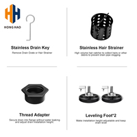Rectangle moderne en acier inoxydable 304 noir anti-odeur long siphon de sol douche attrape-cheveux drains fournis en usine