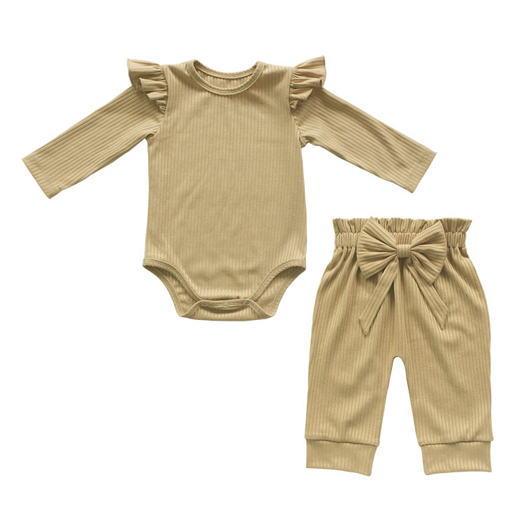 Новое поступление, Стильный комбинезон с рукавами-фонариками для маленьких девочек, длинные брюки, комплекты одежды