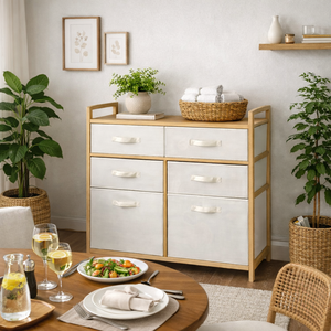 <span class=keywords><strong>Cassettiera</strong></span> in Bambù Minimalista SYT Style Keeper per Area TV, Contenitore in Tessuto, Mobiletto per Accessori da Gioco - Product Image 1