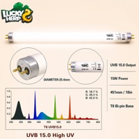 LuckyHerp T8 15W Tube en verre en spirale classique pour reptiles UVB 15.0 Écologique Intérieur Toutes saisons JX-FL8T1415