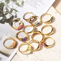 Niedlicher Zweifarbiger Rosa Herz-Emaille Vergoldeter Edelstahl Mode-Fingerring Trendiges Tägliches Schmuck-Accessoire