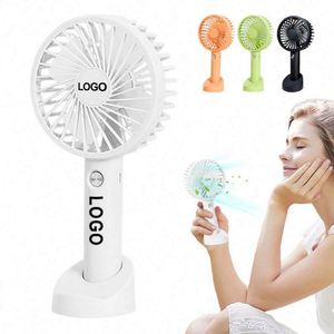 Mini ventilateur portable USB rechargeable longue durée avec support et logo personnalisé – Cadeau promotionnel pour étudiants - Product Image 1