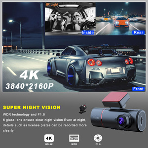 3.16 inch HD 4K WIFI Dash máy ảnh Xe <span class=keywords><strong>DVR</strong></span> Xe máy ảnh phía trước và phía sau nội bộ 3 kênh 4K WIFI Dashcam Wifi 4K 3 ống kính Dash Cam - Product Image 3