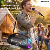 Altavoz para Exteriores NR-3308M de 20W con Luces RGB, Sonido Estéreo, Alta Potencia, Portátil