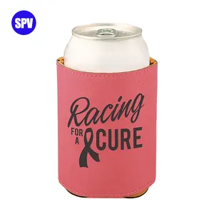 Pulsen rosa/preto suporte de bebidas, lata de refrigerador de couro com logotipo de gravação a laser