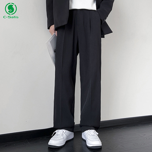 <span class=keywords><strong>Pantalon</strong></span> <span class=keywords><strong>chino</strong></span> pour hommes, <span class=keywords><strong>pantalon</strong></span> d'été léger en soie glacée, jambe large, coupe droite, <span class=keywords><strong>pantalon</strong></span> décontracté à la mode - Product Image 4