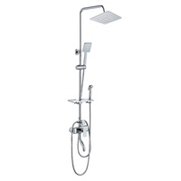 Nouvelle conception de robinetterie de douche carrée noire de luxe avec pommeau de douche cascade à pression accrue pour salle de bain