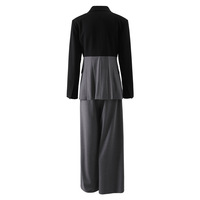 Tempérament bureau dame deux pièces femmes ensemble Patchwork à volants costume veste avec taille haute pantalon droit costume ensemble