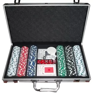 Caja de juego de póker de cuero portátil profesional al por mayor caja de juego de fichas de póker de viaje de lujo con 200/300/500/1000 fichas - Product Image 2
