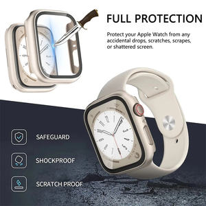 Protecteur d'écran en verre trempé transparent PC boîtier de montre intelligente pour <span class=keywords><strong>Apple</strong></span> <span class=keywords><strong>Watch</strong></span> série 11 couverture pour IWatch 10 9 8 7 6 - Product Image 6