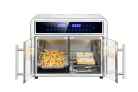 Friteuse à air 360 à porte française d'usine, capacité de 25 QT, zone de cuisson à double température de 2 façons différentes, acier inoxydable