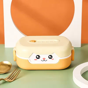 Boîte à lunch pour enfants, mignonne, de qualité alimentaire, à 2 compartiments, en plastique, boîte à lunch bento pour l'école, boîte à lunch pour étudiants, boîte à lunch pour le bureau, conteneur alimentaire - Product Image 5