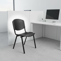 Chaise de bureau exécutive moderne, structure en fer, empilable, design ergonomique, finition noire durable, certifiée CE ISO pour usage commercial