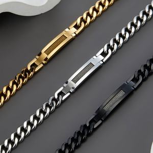 Custom 316l Stainless Steel <b>Men</b> Bracelet Engrave 14k 18k Gold Plated Fashion Chain Link Bracelets <b>for</b> <b>Men</b> - Product Image 3