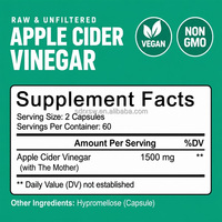 Capsules de vinaigre de cidre de pomme pour adultes, favorisant la gestion du poids, stimulant le métabolisme, améliorant la beauté, la santé digestive et l'immunité
