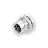 CE RoHS de alta calidad, venta al por mayor de fábrica, conector chapado en oro, 5 pines, M12, código D, enchufe blindado, montaje en Panel frontal, copa de soldadura IP67