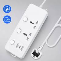 Enchufe múltiple personalizado con interruptor independiente, carga USB, PP ignífugo, orificios grandes, extensión universal
