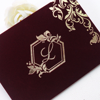 Maßgefertigte Luxuriöse Burgunderrote Samtkarte mit Goldfolienprägung und Quaste für Hochzeit, Geschäft, Gala-Einladung und Gastgeschenk