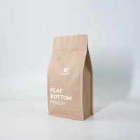 Sacs à café personnalisés imprimés, fond plat, en papier kraft, avec valve de dégazage unidirectionnelle pour les grains de café