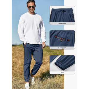 2025 hommes décontracté coton sergé Joggers pantalon élastique cordon taille avec poches coniques Logo personnalisable lavage coloré - Product Image 4