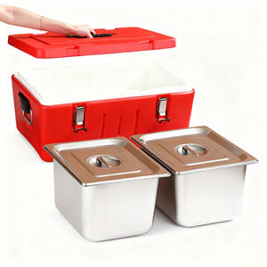 Kırmızı paslanmaz çelik gıda kavanozu katmanlı yemek kutusu bireysel bölmeler gıda termos kolu ile gıda ısıtıcısı Set - Product Image 6