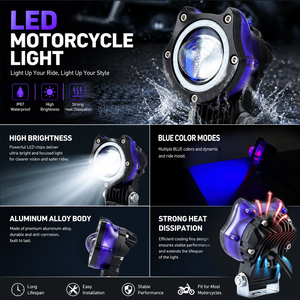 Lámpara LED para Motocicleta, <span class=keywords><strong>Ojo</strong></span> <span class=keywords><strong>de</strong></span> Diablo Rojo, <span class=keywords><strong>Ojo</strong></span> <span class=keywords><strong>de</strong></span> Ángel Azul, 40W, Blanco Ámbar, IP67, Impermeable, Luz <span class=keywords><strong>de</strong></span> Conducción para <span class=keywords><strong>Moto</strong></span>, <span class=keywords><strong>de</strong></span> Fábrica - Product Image 4