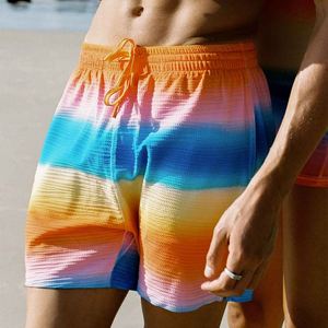 Shorts de bain pour hommes, taille mi-haute élastique, séchage rapide, 100% polyester, motif uni, boardshorts - Product Image 1