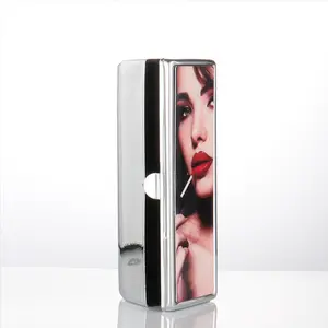 RubySub-lápiz labial de aleación de Metal plateado, caja de lata, regalo artesanal, personalizado por sublimación, caja de lápiz labial en blanco