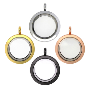 Venta al por mayor 25mm 30mm Aleación de Zinc cristal flotante medallón COLLAR COLGANTE joyería de las mujeres memoria viva medallón para encantos colgante regalo - Product Image 1