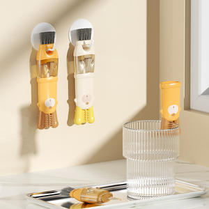 Cepillo para tazas 5 en 1 Hy-0139 con ventosa para limpieza de botellas y áreas estrechas en colores blanco, amarillo y marrón - Product Image 1