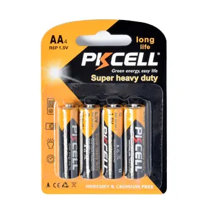 PKCELL merek karbon seng baterai aa r6p 1.5v sel kering baterai r6 aa non-isi ulang Harga Murah aa ekstra berat baterai r6p