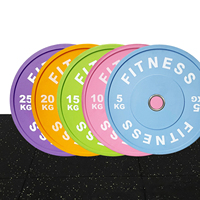 EIGFOH Plaques de poids en caoutchouc pur couleur macaron pour entraînement de force en salle de sport, plaques de bumper durables pour usage commercial, équipement de fitness