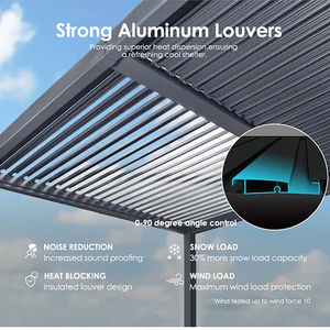 Pérgola Bioclimática de Aluminio con Techo Ajustable Motorizado, Impermeable, para Exteriores, Tamaño Personalizado, con Iluminación LED, para Terraza o Patio Trasero - Product Image 5