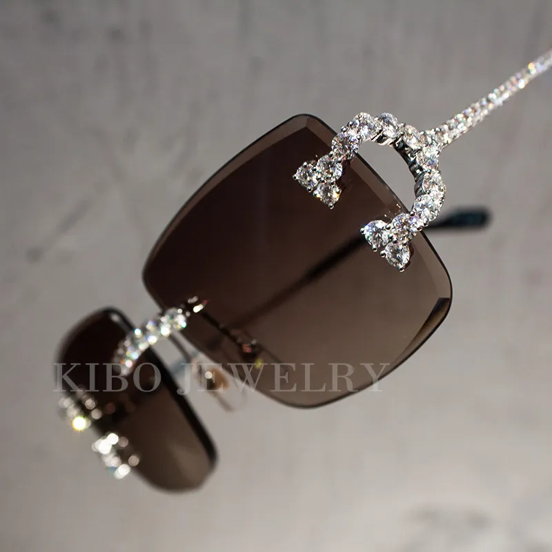 힙합 안경 금속 프레임 아이스 럭셔리 4mm 다이아몬드 Moissanite 안경
