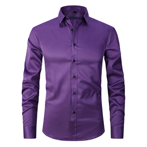 Camicia da uomo in tinta unita da uomo in stile classico viola stile lusso Casual - Product Image 1