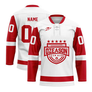 高品质定制标志刺绣队冰球制服球衣便宜批发升华空白青年曲棍球球衣 - Product Image 2