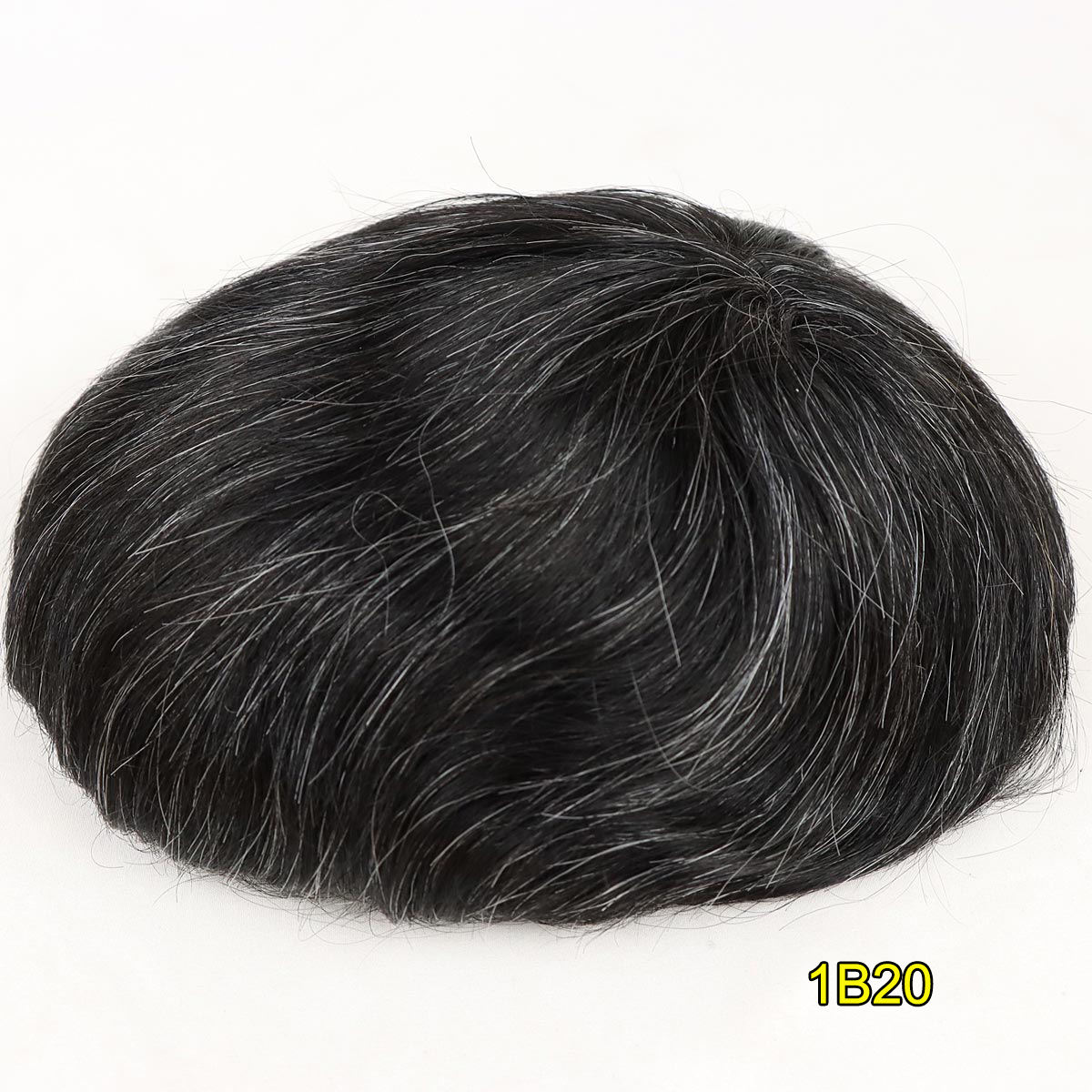 1B10 1B20 India Black Hair with 20% Gray Toupee M&H Hair World