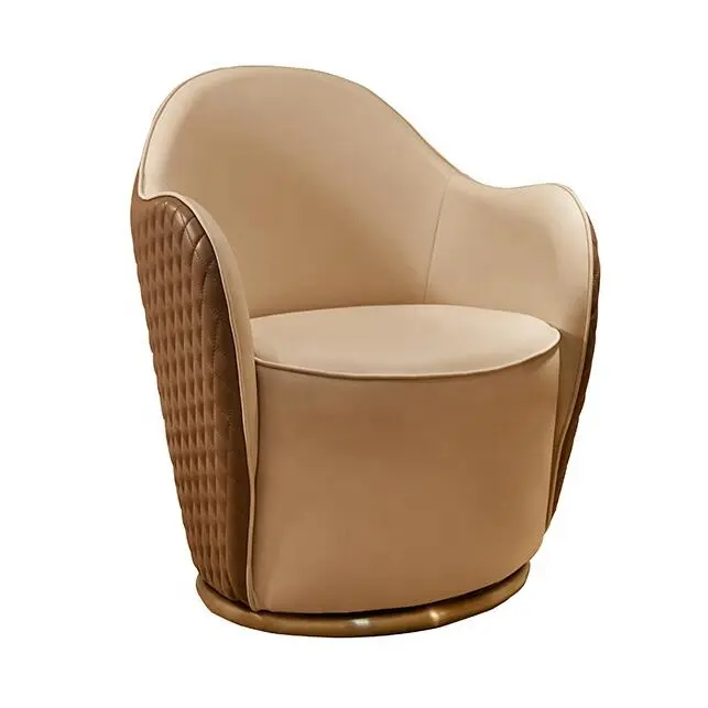 Italië Stijl Moderne Roterende Enkele Fauteuil Revolving Lounge Leather Accent Stoel Woonkamer Meubels