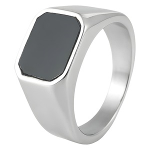 Anillo de Acero Inoxidable para Hombre Yunnique, Diseño Geométrico con Incrustaciones de Plata, Modelo FY21098, Joyería de Moda, Regalo, Hecho en Dongguan - Product Image 5