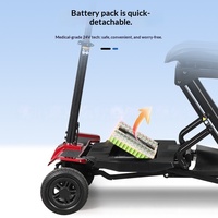Scooter électrique pliable automatique léger à batterie au lithium, déambulateur à quatre roues détachable pour personnes âgées