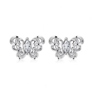 Boucles d'oreilles clous papillon Dylam Dainty High Jewel en argent sterling 925 plaqué or 22 carats avec zircone 5A pour femmes - Product Image 1
