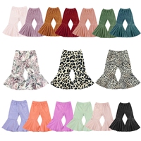 Bébé fille couleur unie super doux cloche pantalon tout-petits fille velours léopard cloche bas enfants fille pleine longueur pantalon évasé