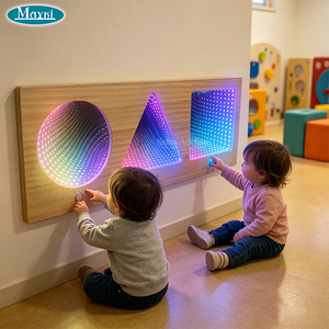 Panel de Luz LED con Espejo Infinito y Marco de Madera, Juguete Interactivo para <span class=keywords><strong>Terapia</strong></span> del Autismo, para Habitaciones Sensoriales Infantiles - Product Image 1